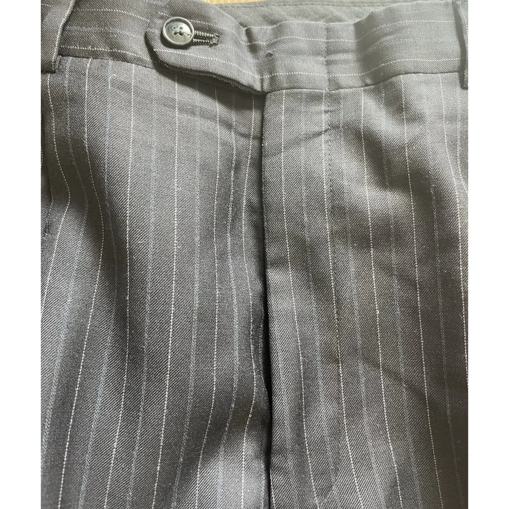 Donald J Trump Men Pants 36x30 Black Wool Straight Leg Pinstripe‎